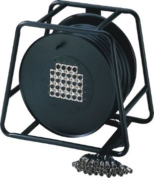 Cable drums, 20 channel stagebox metal LC 30 m, with drum