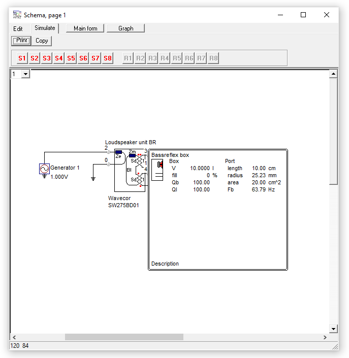 bassreflex fenster f&uuml;r  volumen und port in LspCAD