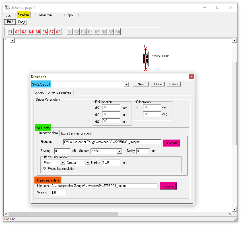 Hier f&uuml;gen wir den Impedanzgang und Frequenzgang in LspCAD ein.