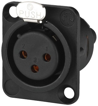 Fiches m�les et femelles: XLR, Fiches XLR ch�ssis NEUTRIK, 3 p�les NC-3FDS1B