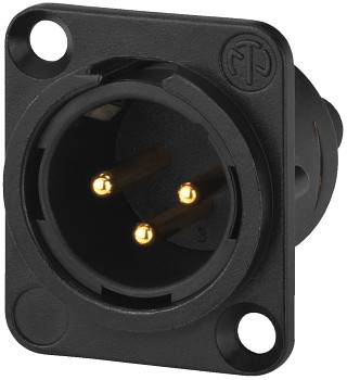 Fiches m�les et femelles: XLR, Fiches XLR ch�ssis NEUTRIK, 3 p�les NC-3MDS1B