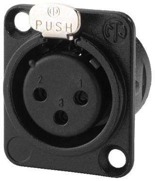 Fiches m�les et femelles: XLR, Fiches XLR ch�ssis 3 p�les NEUTRIK NC-3FDL1BAG